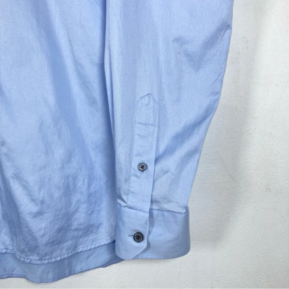 Ted Baker London Shirt Men’s Button Dow Blue  Cotton Long Sleeve Size 5 Office - Picture 4 of 16